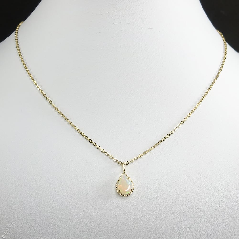 and My Jewelry K18 Natural Opal Necklace Pendant 18k Gold Pear [Your Box] (18k gold) (18k Shape) [Gift Wrapped]