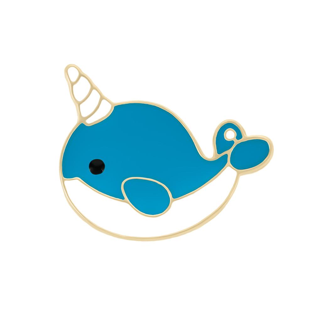 Cartoon Blue Marine Animal Brooch Save Ocean Whale Dolphin Enamel Badge Cloth Backpack Lapel Pins Jewelry Gifts for Friends Kids