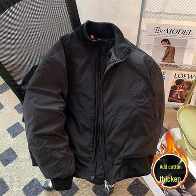 Herren Amerikanischer Stil Verdickte Baumwoll-Bomberjacke - Winter Warm, Lockerer Schnitt mit Stehkragen