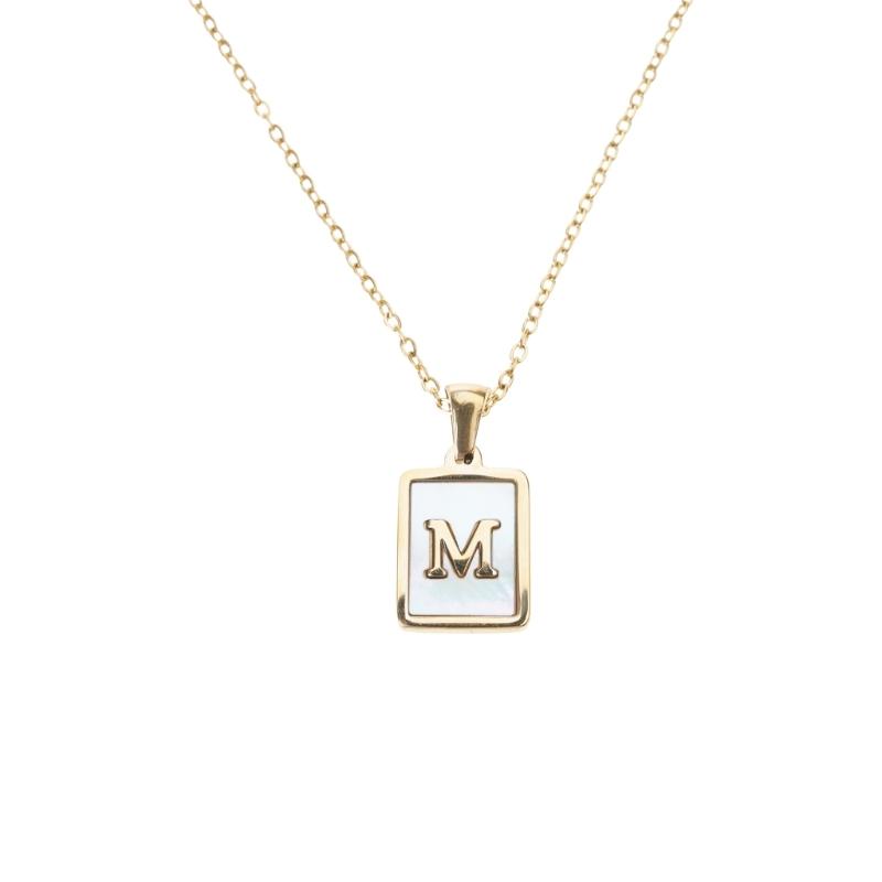 Stainless Steel Pendant Necklace Men Fashion Letter Square Card Necklace Adjustable Chain Necklace Present for Man Woman
