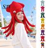 Funny Photo Booth Accessories Octopus Hat with Tentacles, Creative Plush Cap for Party Cosplay Soft Flannel Costume and Photography, Novelty Headwear