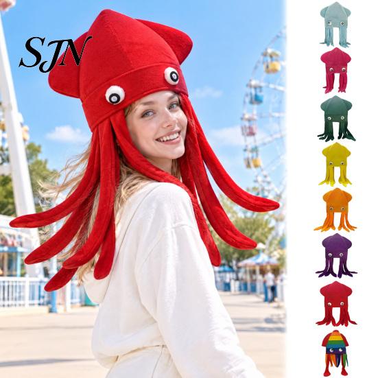 Accessori Divertenti per Photo Booth Cappello Polpo con Tentacoli, Cappello Peluche Creativo per Festa Cosplay Costume Morbido in Flanella e Fotografia, Copricapo Novità