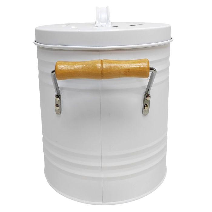 Poubelle - Je Cherche Une Idee - Compost - Métal Peint - Blanc