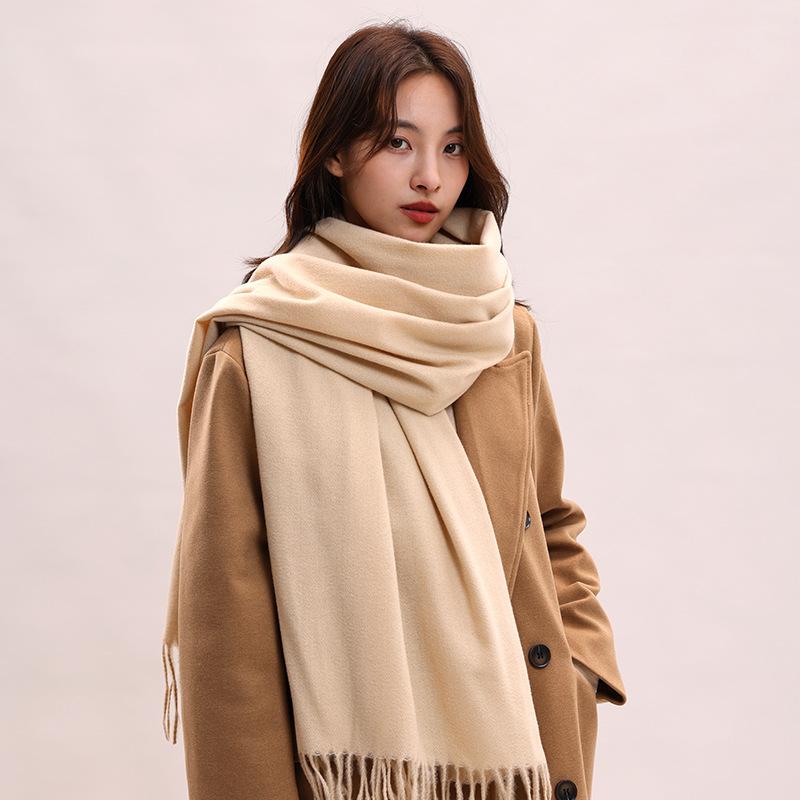 New solid color scarf women's winter versatile high-end shawl imitation cashmere fashion autumn and winter thickened scarf