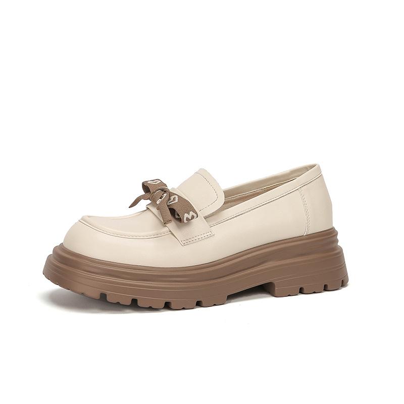 Wish Platform Oxford Shoe Style College Small Leather Shoes Shallow Mouth Butterfly Students Thick Heel Shoes