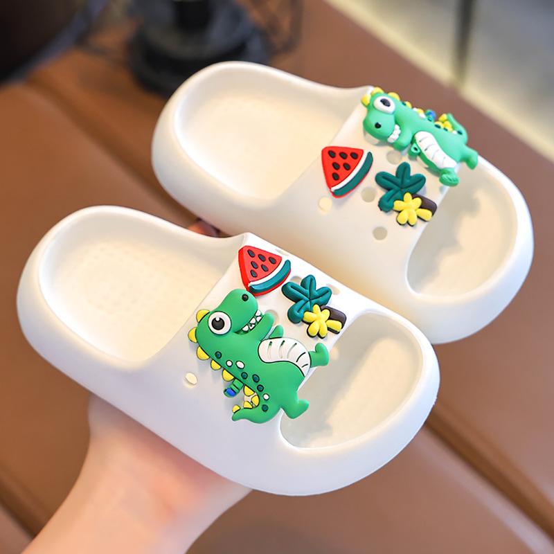 

New children s dinosaur slippers for indoor use, non-slip bathroom sandals for boys and girls, summer flip-flops 24-25Code（Inner Length1 белый