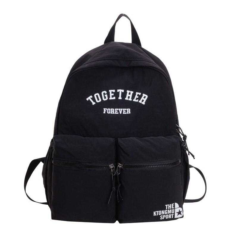 

Simple Pattern Letter Color Blocked Children Backpack With Capacity Large чёрный