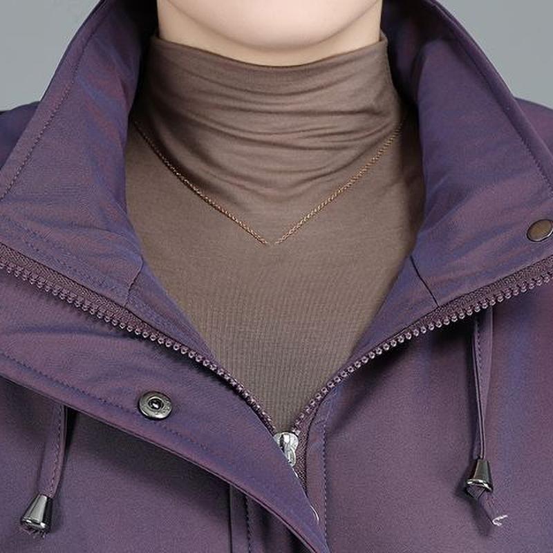 Women Winter Jacket Hood Warm Parkas Fleece Mid Length Padded Jacket Windbreakers Outerwear Mother Coat