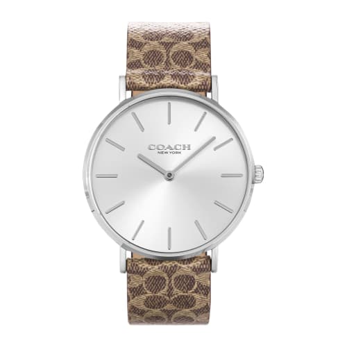 Coach PERRY Women's 36mm Silver Dial Stainless Steel Quartz Watch (14503122) in Brown