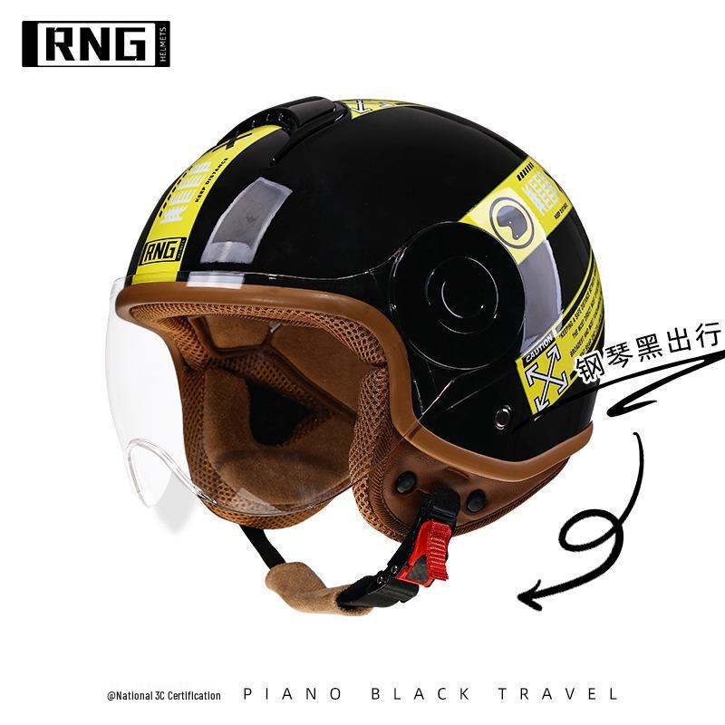 

RNG 3C Certified Retro 3/4 Motorcycle Helmet for Men & Women, Suitable for Electric Vehicles.