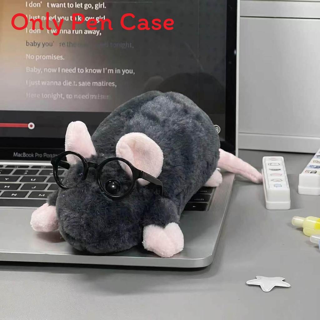 Plush Mouse Pencil Case With Cartoon Design For Students And Kids