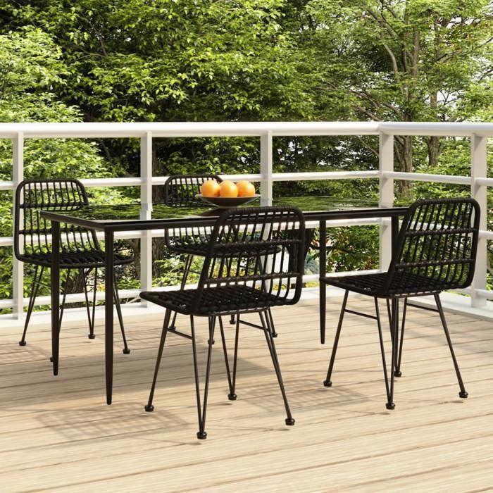 VidaXL Ensemble à manger de jardin 5 pcs Noir Résine tressée, ensemble de patio, ensemble bistro de jardin, ensemble de 3157883