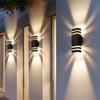 Außenwandleuchten Außenwand wasserdichte LED-Wandfluter Hoteleingang obere und untere Doppelkopf-Säulen Außenlicht