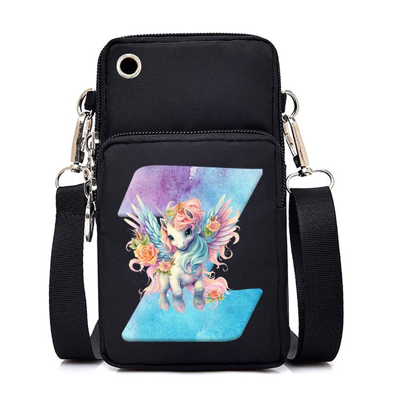 

Alphabet printed mobile phone bag lightweight carry multi-function messenger bag 20*10cm