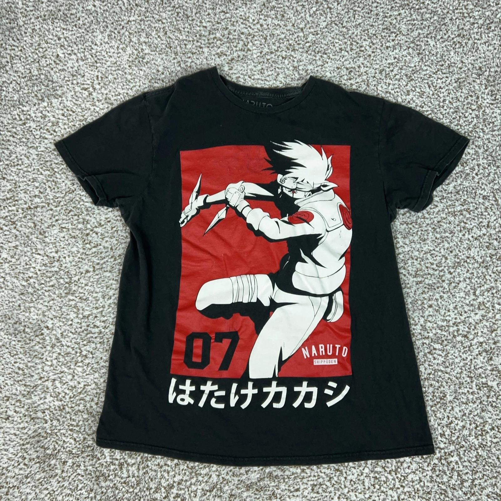 Naruto Shippuden Shirt Mens Medium Black Kakashi Hatake Graphic Tee T Anime 4XL