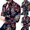 Eye-catching Men Shirt Fine Workmanship Polyester Long Sleeve Flower Pattern Men Shirt Top for Daily