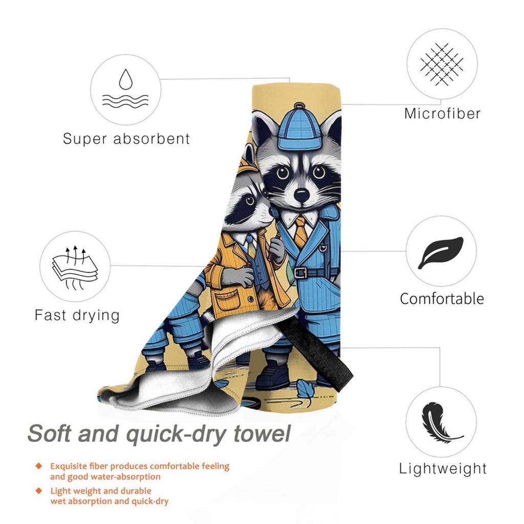 Raccoon Detectives Beach Towel Soft Microfiber Quick Dry Absorbent Quick Towels For Bath