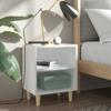 Day and Night - Day and Night Bedside Table with Solid Wood Legs White 40x30x50 Cm