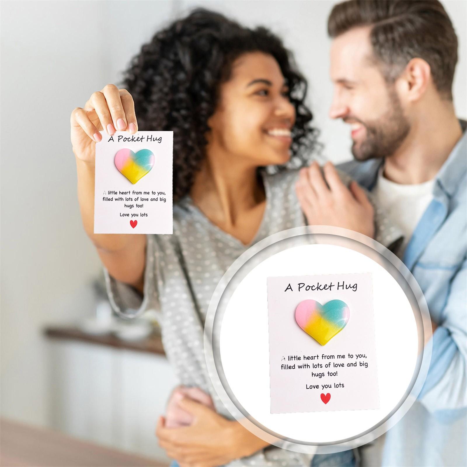 

День святого Валентина Карманное сердце для объятий с поздравительными открытками, Подарки для отношений на расстоянии, Подарки для парня, девушки, Я люблю тебя, Подарок для него и ее One Size