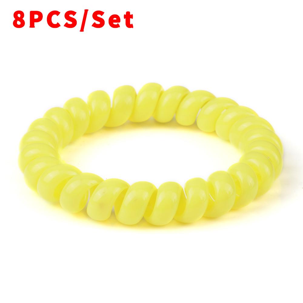 8PCS/Set Fashion Girls Telephone Wire Elastic Hair Bands Hair Ties for Women Ponytail Holder Hair Rope Accessories Gum