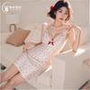 Sexy lace suspender nightdress French love polka dot bow pure lust girl sex pajamas
