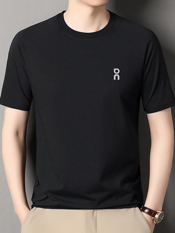 Men's Summer Casual Round Neck Short Sleeve T-shirt - Middle-Aged Fashion, Versatile & Breathable Top