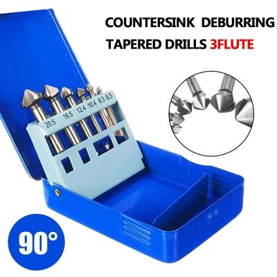6 pz 6.3-20.5mm smussatura fresa 3 flauto codolo tondo 90 gradi HSS svasatore sbavatura punta conica