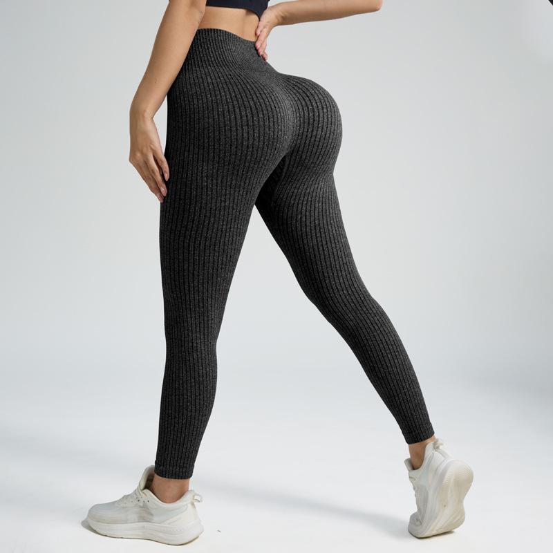 Women's High-Waist Ribbed Yoga Leggings | Hip-Lifting Fitness Pants