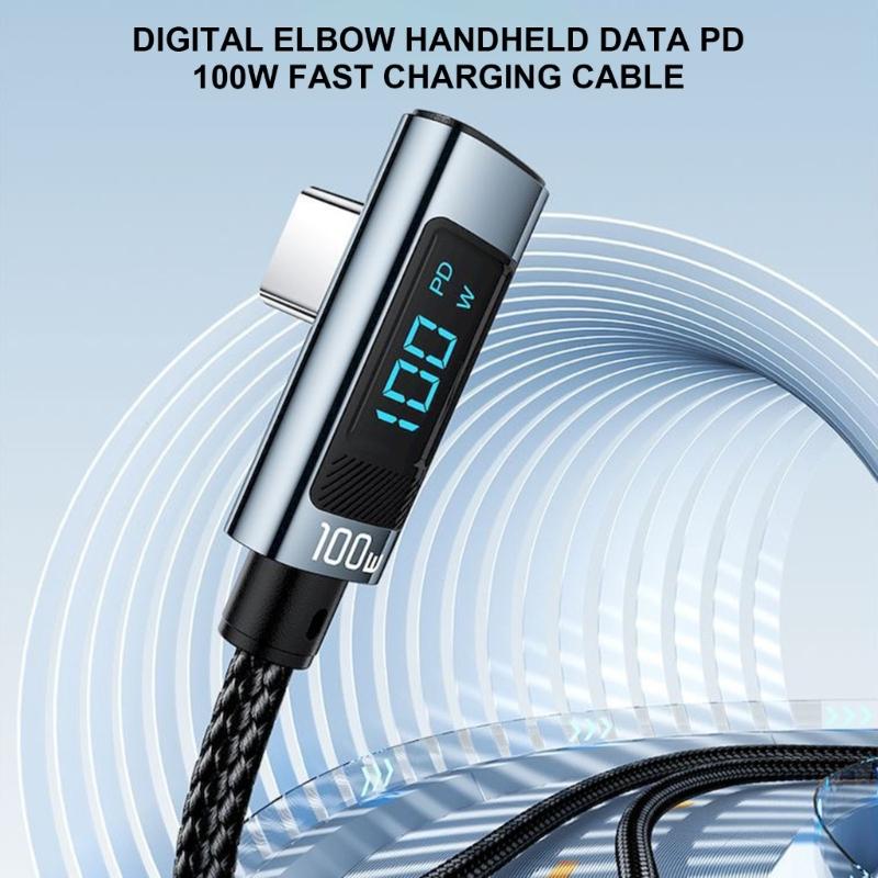 Schnelles 240W USB C Displaykabel Multifunktions-USB Typ C Schnellladekabel mit LED-Bildschirm Biegbares Ladekabel 1M/2M