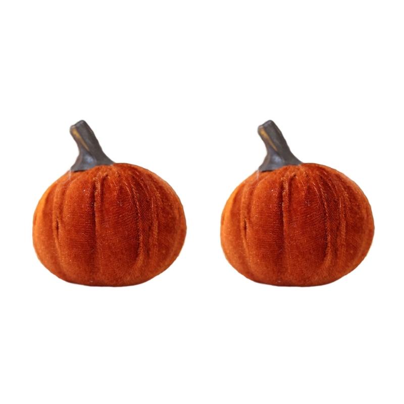 Velvety Pumpkin Decoration Fall Harvest Festival Home Office Display Accessories Dinning Table Centerpieces