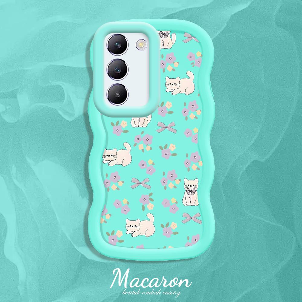 

Окрашенный узор Big Wave Edge Мягкий силиконовый материал Macaron чехол для телефона противоударный защитный резиновый чехол для OnePlus Vivo Motorola Moto Vivo V25E синий