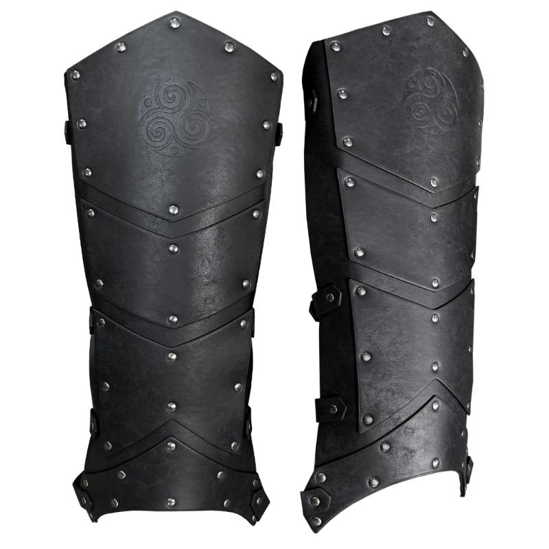 Medieval Leg Guards with Adjustable Straps Middle Ages Knight Leg Armor Cover for Costume Parties and Stage Performances чёрный