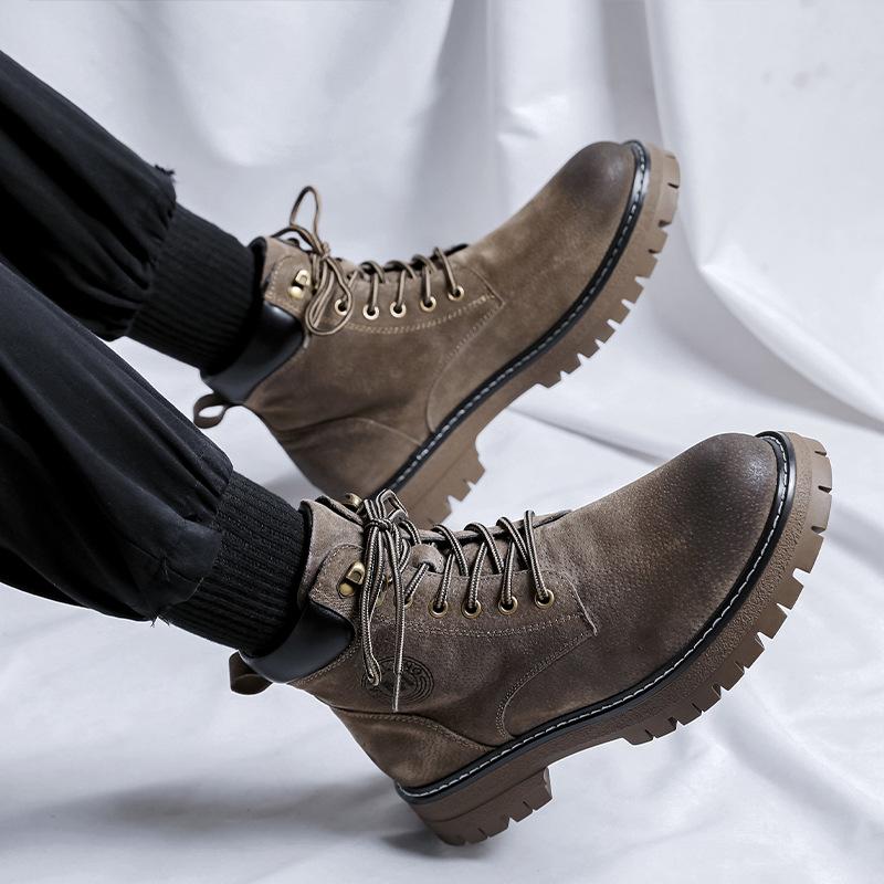 Martin Stiefel Herren Winter Samt Mittelhoch Rhabarberstiefel Vielseitig Lässig Mittelhoch Werkzeug Kurze Stiefel 6000-R