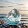 Conch Girl Sculpture Elegant Resin Conch Girl Figurine Sea Snail Women Statue Sculpture Home Office Desktop Decoration Ornament