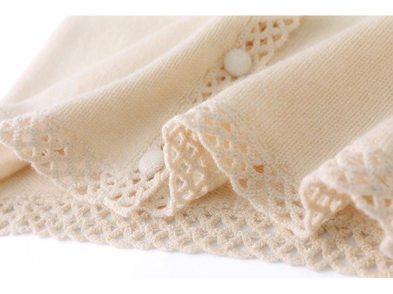 Autumn Style Heavy-Duty Crochet Knit Wool Cardigan: Women's Fashionable Hollow-Out Sweater Coat, Solid Color.