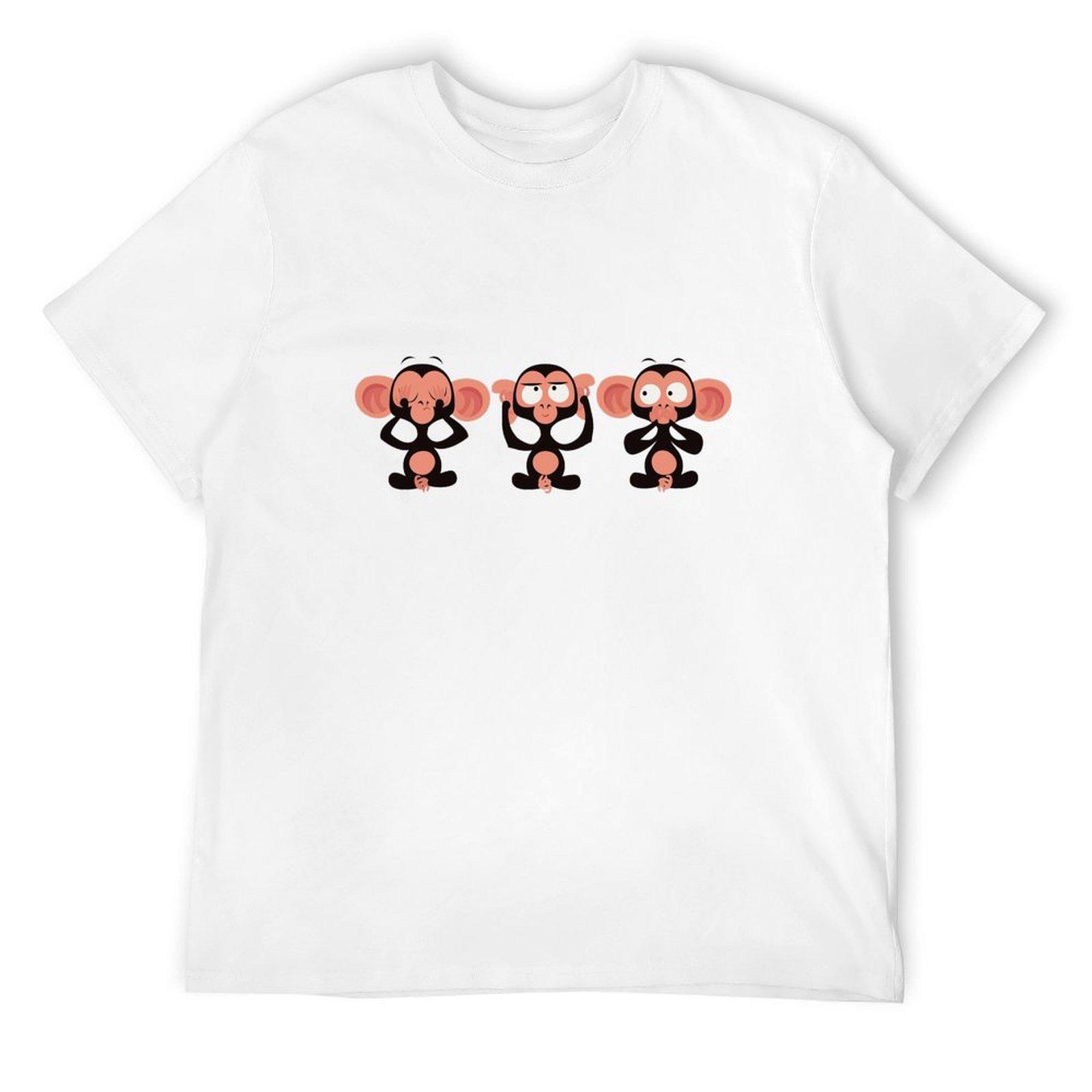 Three wise cartoon monkeys T-Shirt basketball graphic tees cute tops shirts graphic tees T-shirt men S