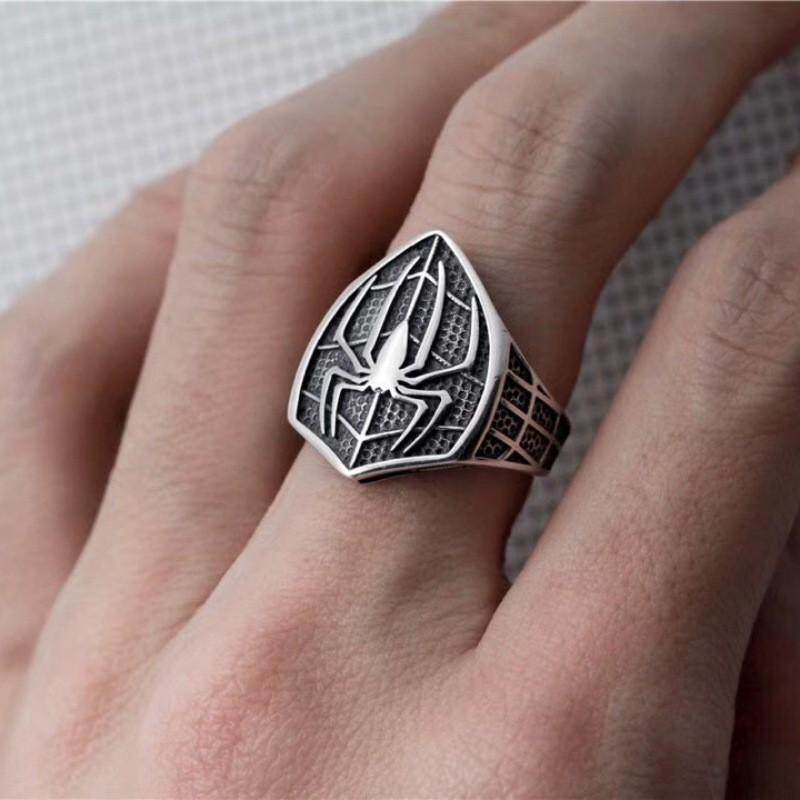 Adjustable Spider-Themed Mens Ring Copper Plated Punk Style Open Band Retro Fashion Accessory