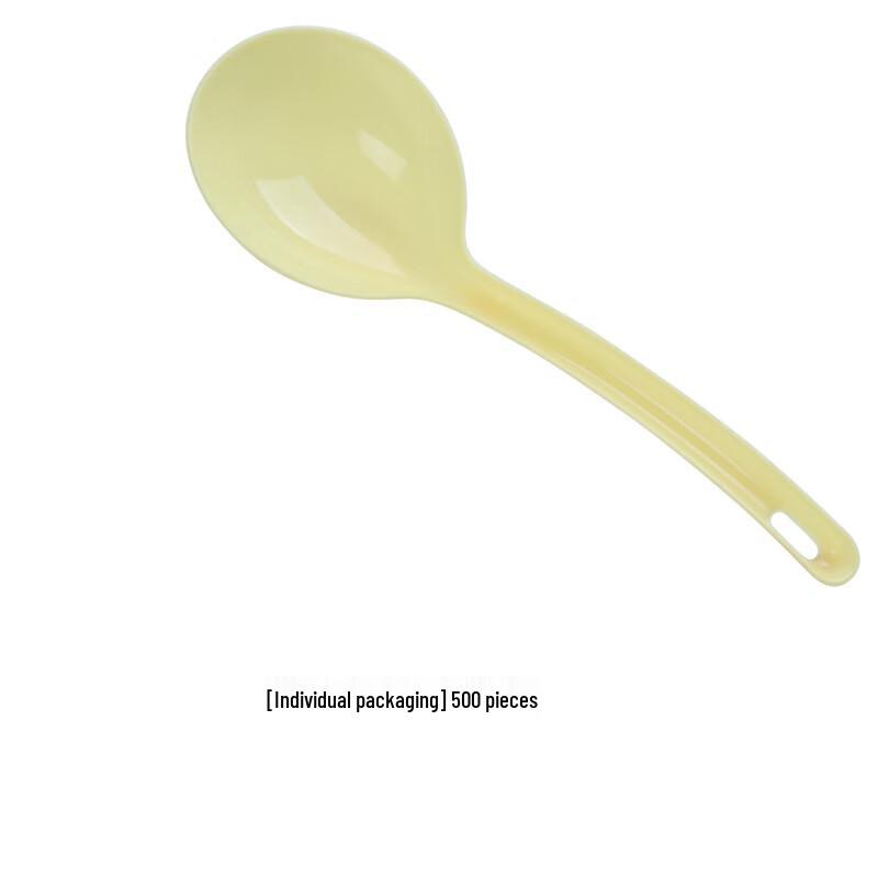 

ZISIZ Disposable Yellow Plastic Long-Handled Soup Spoons