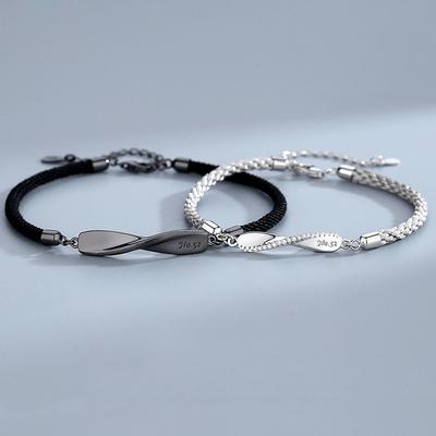 Bracelet Romantique pour Femmes en Alliage Ondulé, Bracelet d'Amour Éternel pour Hommes, Bracelet d'Amitié, Bracelets pour Couples, Corde de Main, Anneau de Möbius