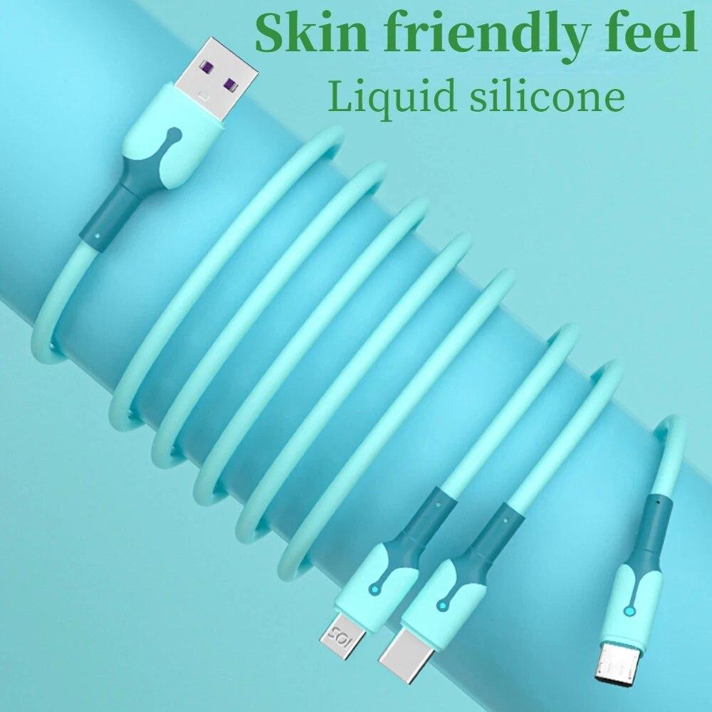 3 v 1 mobilní telefon 5A super rychlé nabíjení USB nabíjecí kabel typu C pro iPhone, Xiaomi, Android, nabíjecí kabel Huawei Vivo