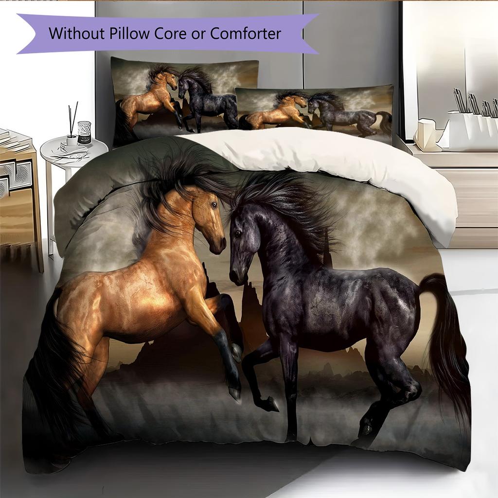 1PC Horse Bedding Quilt Set Quilt Cover Pillowcase Home Decoration Birthday Gift (1 * duvet cover + 15 * pillowcase, without core)