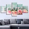 Wall Art Canvas Paintings 5 Pieces Letters Love And Pink Roses Painting Romantic Modular Decor For Living Room Decoration
