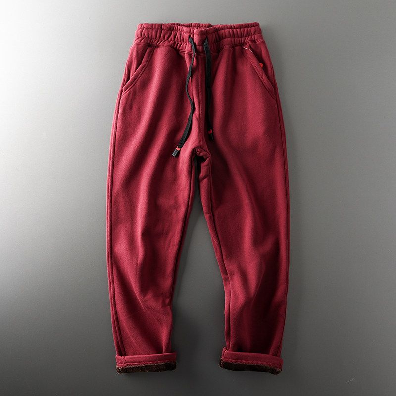 Foreign Trade Tail Order Cut Label Winter Fleece-Lined Casual Men's Pants