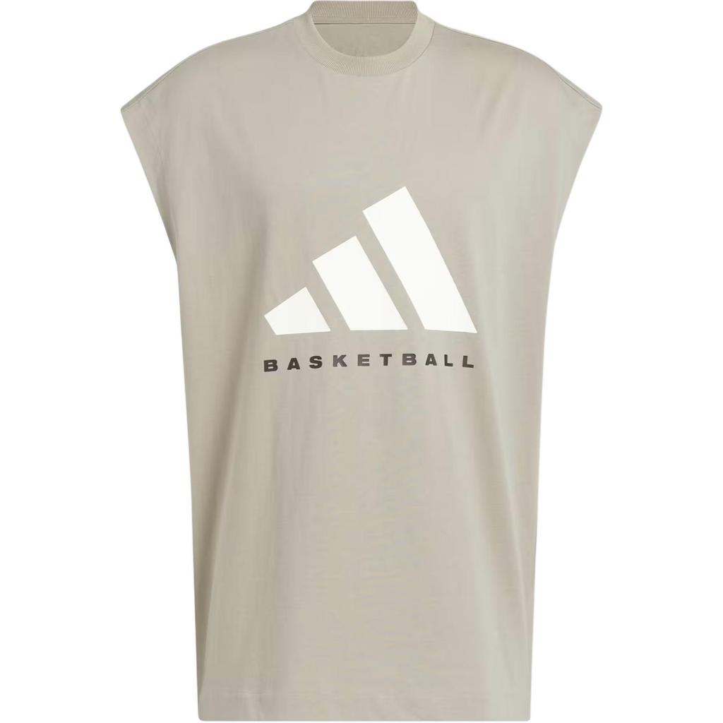 Adidas Basketball Logo Loose Sleeveless Breathable T-Shirt Unisex Tops Nude-Beige JD6135