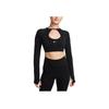 New Nike Women's Long Sleeve Crop Top Black FB4103-010