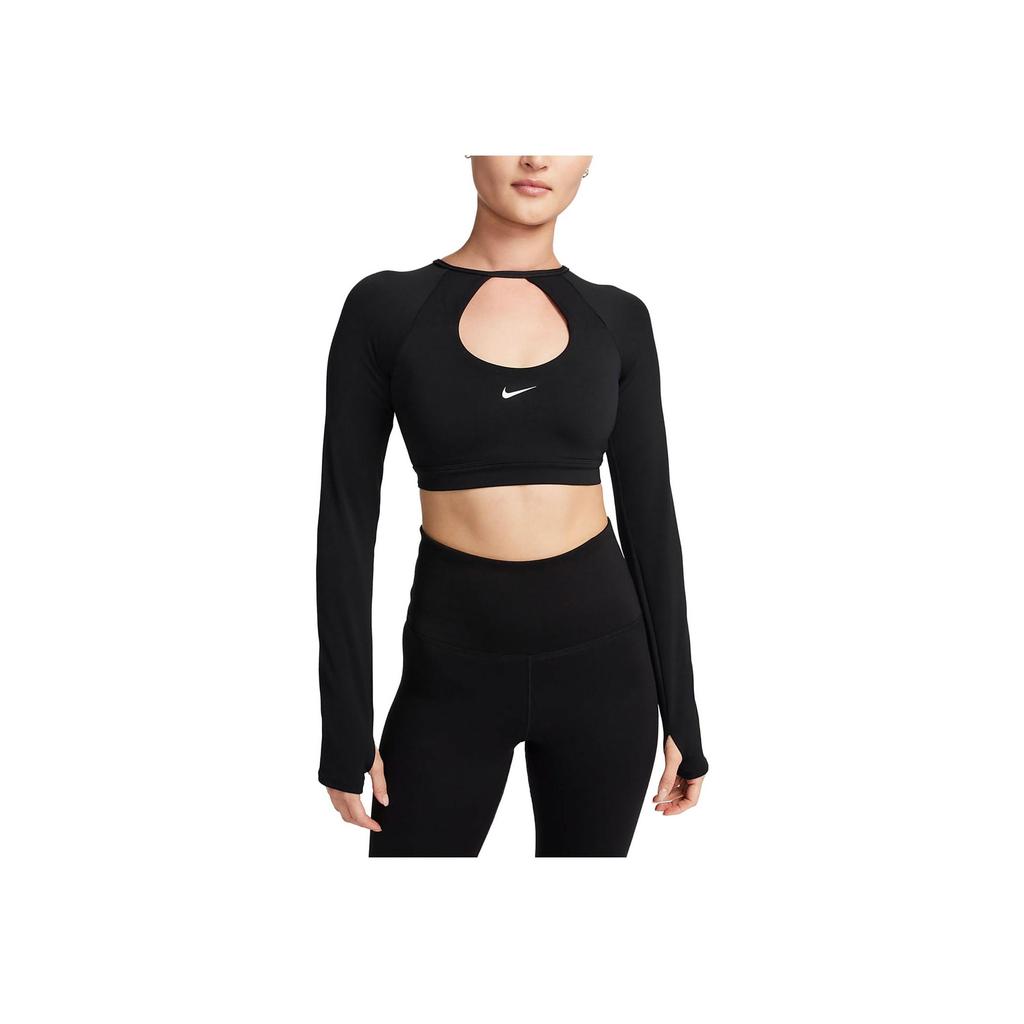 New Nike Women's Long Sleeve Crop Top Black FB4103-010