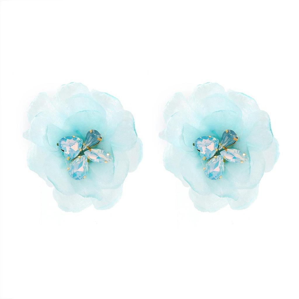 Multi-color Holiday Mesh Flower Diamond Earrings - Sweet Girly Forest Fairy Style