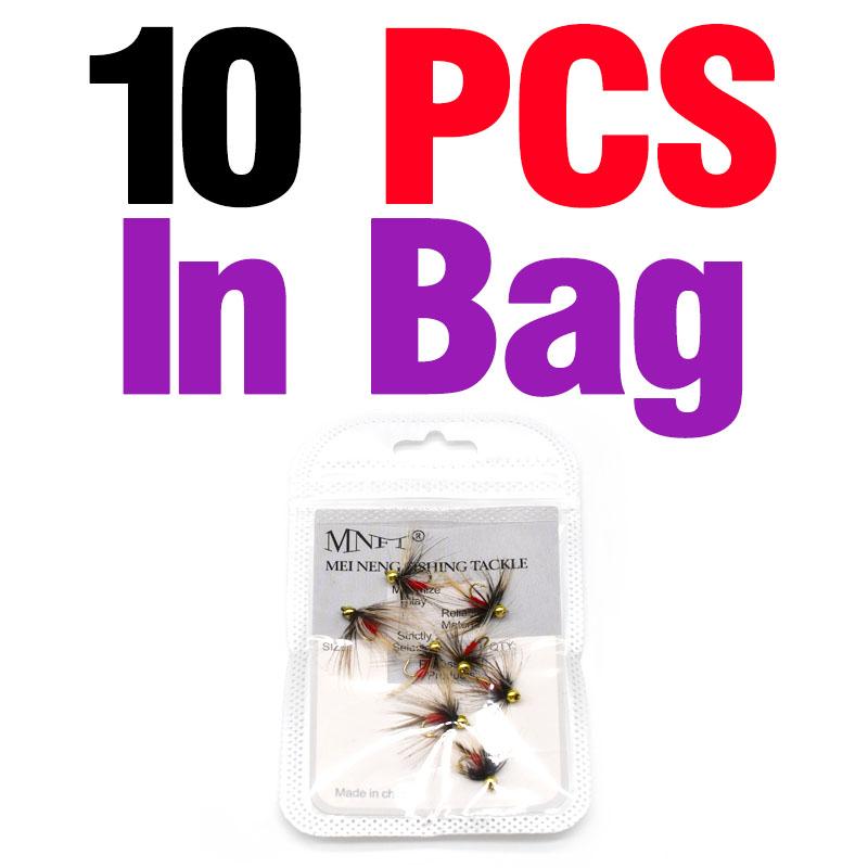 MNFT 10PCS 14# Copper Beadhead Trout Nymph Red Body Fishing Flies Artificial Bait