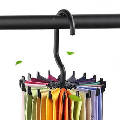 20 Krok 360 Graders Svart Slipsstativ Plast Multifunksjonelt Roterende Stativ Skjerf Belte Smykkesamlingsstativ