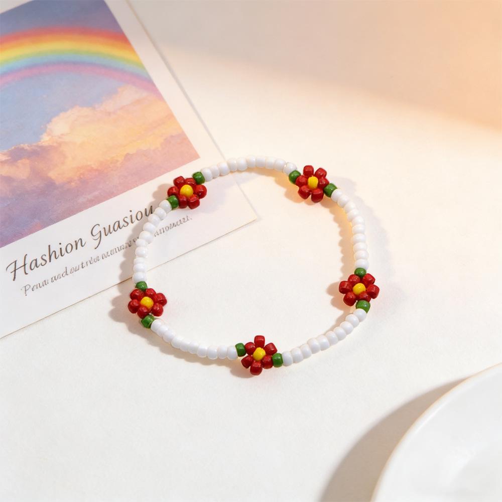 Bohemian Colorful Daisy Flower Rice Bead Bracelet
